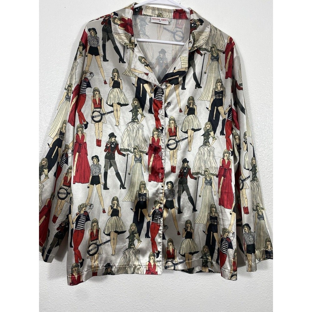 Taylor Swift Pajama Shirt Size M Multicolored AOP Red Taylor's Version Eras - Picture 3 of 15